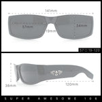 Mens Winged Skull Emblem Mad Dog Narrow Rectangle Hardcore Manly Sunglasses