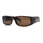Mens Winged Skull Emblem Mad Dog Narrow Rectangle Hardcore Manly Sunglasses