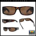 Mens Winged Skull Emblem Mad Dog Narrow Rectangle Hardcore Manly Sunglasses