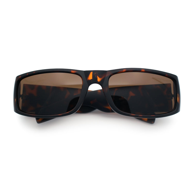 Mens Winged Skull Emblem Mad Dog Narrow Rectangle Hardcore Manly Sunglasses