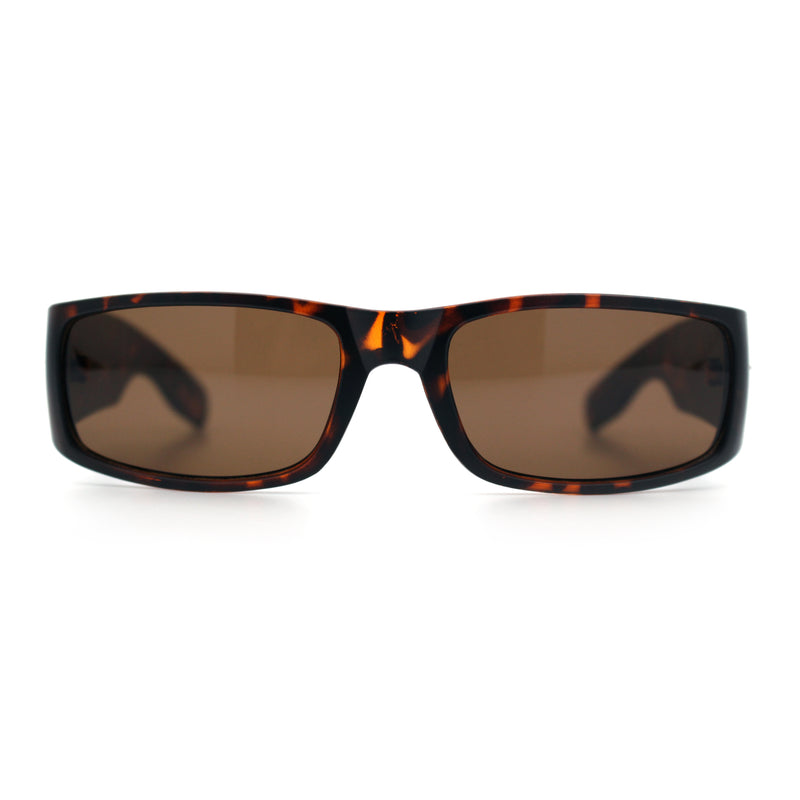 Mens Winged Skull Emblem Mad Dog Narrow Rectangle Hardcore Manly Sunglasses