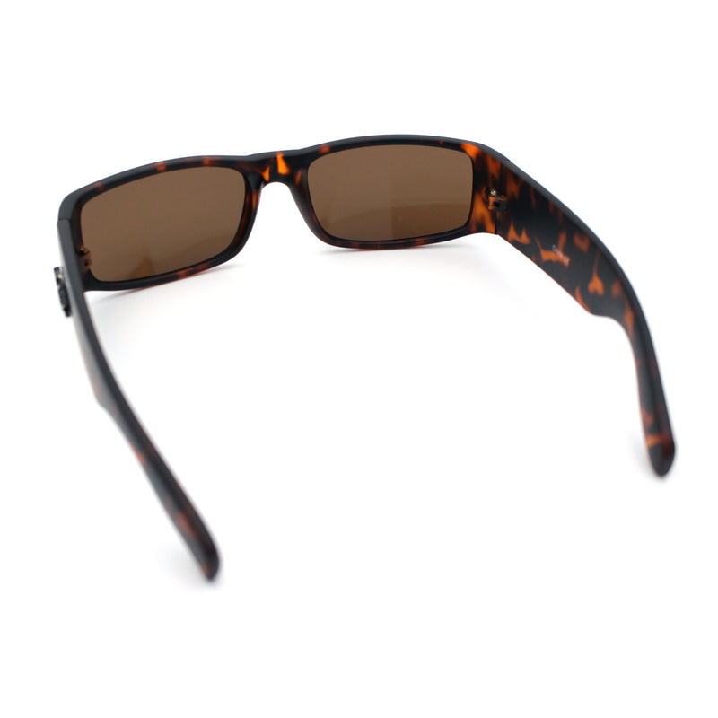 Mens Winged Skull Emblem Mad Dog Narrow Rectangle Hardcore Manly Sunglasses