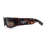 Mens Winged Skull Emblem Mad Dog Narrow Rectangle Hardcore Manly Sunglasses