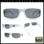 Mens Winged Skull Emblem Mad Dog Narrow Rectangle Hardcore Manly Sunglasses