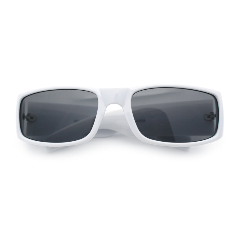 Mens Winged Skull Emblem Mad Dog Narrow Rectangle Hardcore Manly Sunglasses