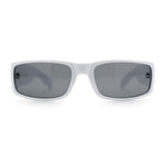 Mens Winged Skull Emblem Mad Dog Narrow Rectangle Hardcore Manly Sunglasses