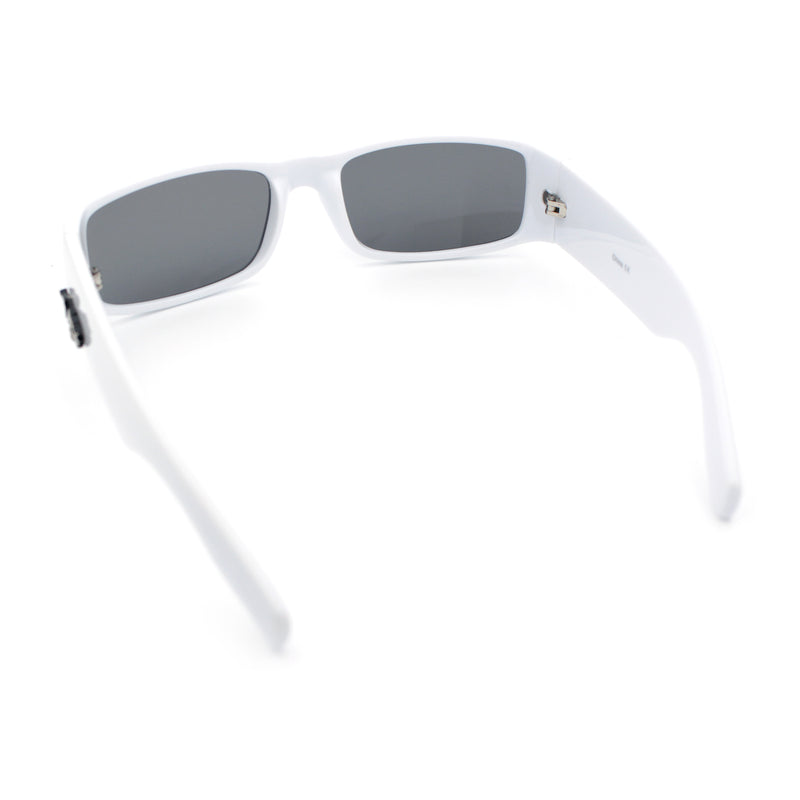Mens Winged Skull Emblem Mad Dog Narrow Rectangle Hardcore Manly Sunglasses