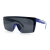 Polarized 80s Mens Flat Top Bold Shield Lens Rimless Skeleton Arm Sunglasses