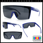 Polarized 80s Mens Flat Top Bold Shield Lens Rimless Skeleton Arm Sunglasses