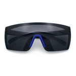 Polarized 80s Mens Flat Top Bold Shield Lens Rimless Skeleton Arm Sunglasses