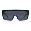 Polarized 80s Mens Flat Top Bold Shield Lens Rimless Skeleton Arm Sunglasses