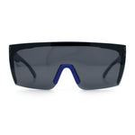 Polarized 80s Mens Flat Top Bold Shield Lens Rimless Skeleton Arm Sunglasses