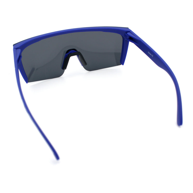 Polarized 80s Mens Flat Top Bold Shield Lens Rimless Skeleton Arm Sunglasses