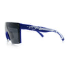 Polarized 80s Mens Flat Top Bold Shield Lens Rimless Skeleton Arm Sunglasses