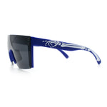 Polarized 80s Mens Flat Top Bold Shield Lens Rimless Skeleton Arm Sunglasses