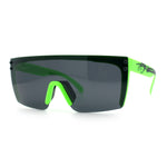 Polarized 80s Mens Flat Top Bold Shield Lens Rimless Skeleton Arm Sunglasses