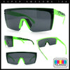 Polarized 80s Mens Flat Top Bold Shield Lens Rimless Skeleton Arm Sunglasses