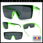 Polarized 80s Mens Flat Top Bold Shield Lens Rimless Skeleton Arm Sunglasses