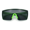 Polarized 80s Mens Flat Top Bold Shield Lens Rimless Skeleton Arm Sunglasses