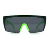 Polarized 80s Mens Flat Top Bold Shield Lens Rimless Skeleton Arm Sunglasses