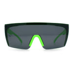 Polarized 80s Mens Flat Top Bold Shield Lens Rimless Skeleton Arm Sunglasses