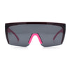 Polarized 80s Mens Flat Top Bold Shield Lens Rimless Skeleton Arm Sunglasses