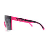 Polarized 80s Mens Flat Top Bold Shield Lens Rimless Skeleton Arm Sunglasses