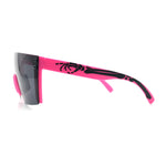 Polarized 80s Mens Flat Top Bold Shield Lens Rimless Skeleton Arm Sunglasses