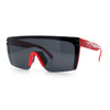 Polarized 80s Mens Flat Top Bold Shield Lens Rimless Skeleton Arm Sunglasses