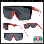 Polarized 80s Mens Flat Top Bold Shield Lens Rimless Skeleton Arm Sunglasses