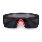 Polarized 80s Mens Flat Top Bold Shield Lens Rimless Skeleton Arm Sunglasses