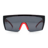 Polarized 80s Mens Flat Top Bold Shield Lens Rimless Skeleton Arm Sunglasses