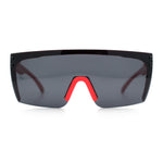 Polarized 80s Mens Flat Top Bold Shield Lens Rimless Skeleton Arm Sunglasses