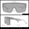 Polarized 80s Mens Flat Top Bold Shield Lens Rimless Skeleton Arm Sunglasses