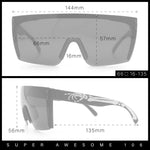 Polarized 80s Mens Flat Top Bold Shield Lens Rimless Skeleton Arm Sunglasses
