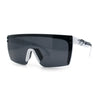 Polarized 80s Mens Flat Top Bold Shield Lens Rimless Skeleton Arm Sunglasses