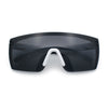 Polarized 80s Mens Flat Top Bold Shield Lens Rimless Skeleton Arm Sunglasses