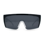 Polarized 80s Mens Flat Top Bold Shield Lens Rimless Skeleton Arm Sunglasses
