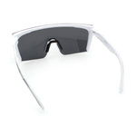 Polarized 80s Mens Flat Top Bold Shield Lens Rimless Skeleton Arm Sunglasses