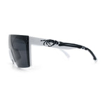 Polarized 80s Mens Flat Top Bold Shield Lens Rimless Skeleton Arm Sunglasses