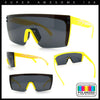 Polarized 80s Mens Flat Top Bold Shield Lens Rimless Skeleton Arm Sunglasses