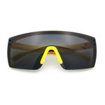 Polarized 80s Mens Flat Top Bold Shield Lens Rimless Skeleton Arm Sunglasses