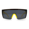 Polarized 80s Mens Flat Top Bold Shield Lens Rimless Skeleton Arm Sunglasses