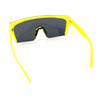 Polarized 80s Mens Flat Top Bold Shield Lens Rimless Skeleton Arm Sunglasses