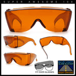 Iconic Classic Oversized Amber Blue Light Glare Blocker Night Driving Fit Over Sunglasses