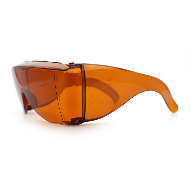 Iconic Classic Oversized Amber Blue Light Glare Blocker Night Driving Fit Over Sunglasses