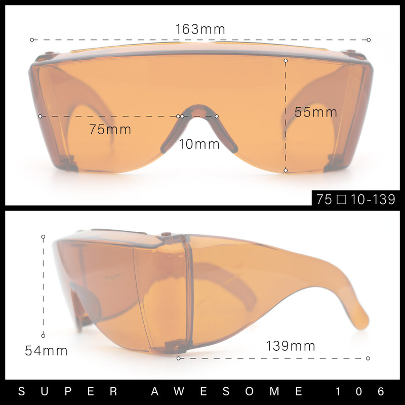 Iconic Classic Oversized Amber Blue Light Glare Blocker Night Driving Fit Over Sunglasses