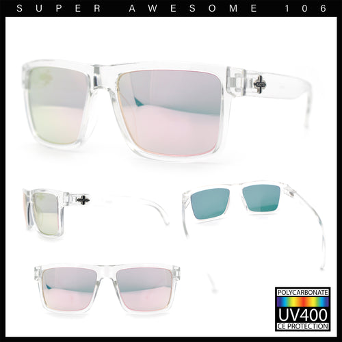 Mens Classic Suburb Urban Rectangular Sport Horn Rim Plastic Sunglasses