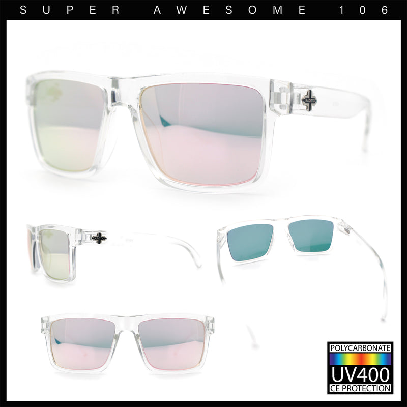 Mens Classic Suburb Urban Rectangular Sport Horn Rim Plastic Sunglasses