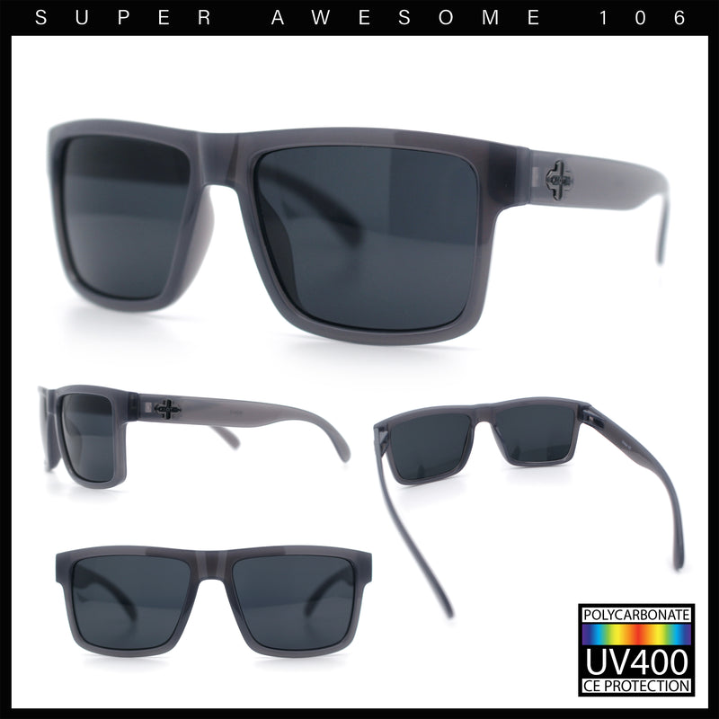 Mens Classic Suburb Urban Rectangular Sport Horn Rim Plastic Sunglasses